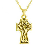 Celtic Cross Cremation Jewelry For Ashes in Gold - Exquisite Urns