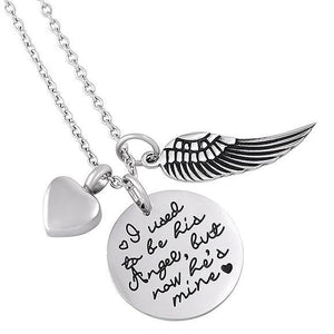 Angel Poetry Cremation Pendant Jewelry - I used to be his Angel, But Now He is Mine - Exquisite Urns